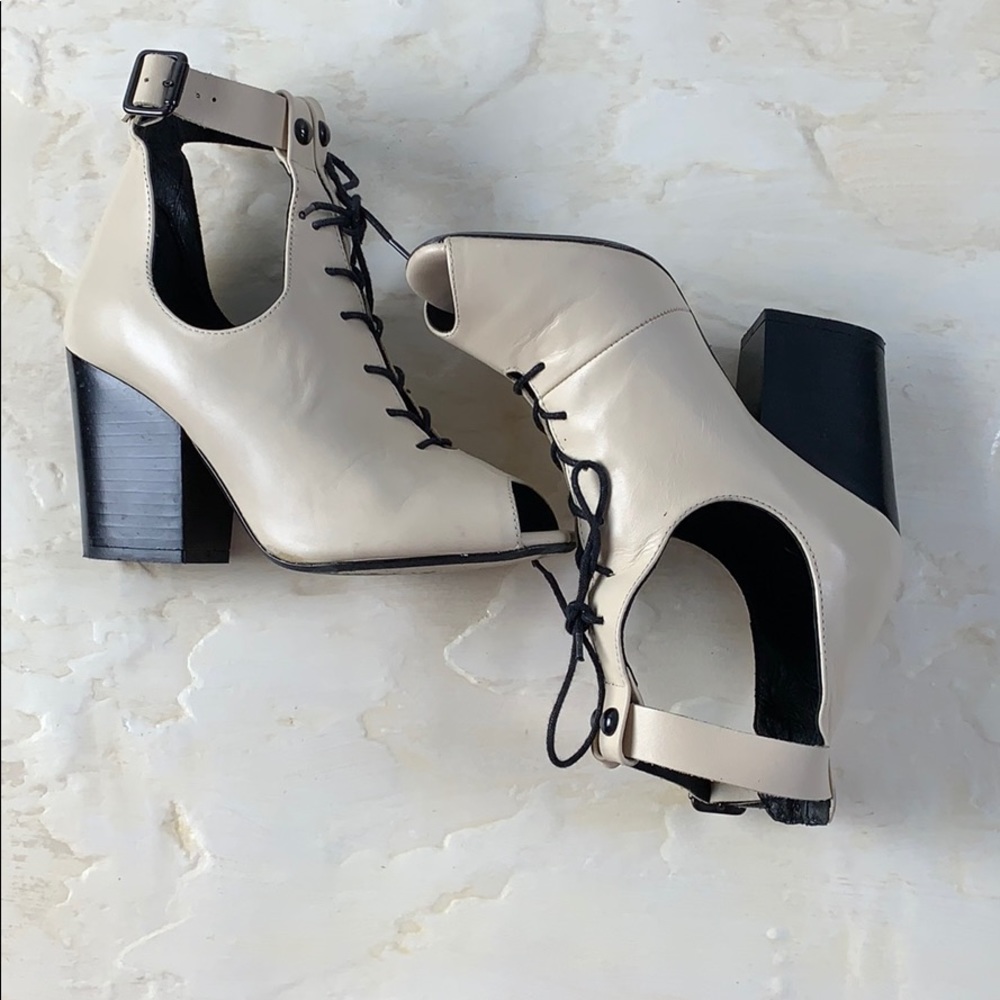 TopShop genuine leather peep toe booties